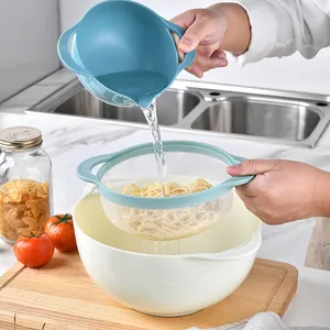 Multifunctional 8-in-1 plastic kitchen tool set with colander sieve and mixing bowl