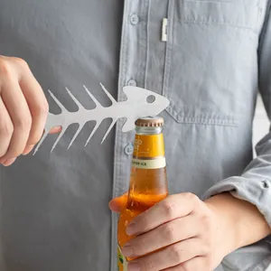 Multi-functional stainless steel fishbone BBQ fork and bottle opener tool