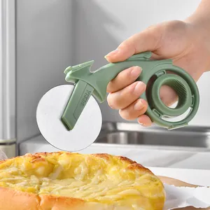 Motorrad-Pizzaschneider mit grünem Griff und runder Klinge aus Edelstahl für Pizza