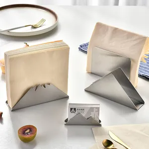 Professional vertical brushed stainless steel napkin holders for elegant dining table decoration