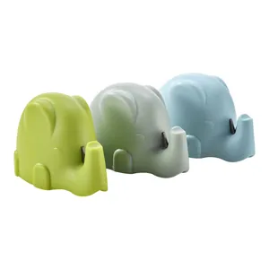 Cartoon elephant shaped pull-out knife sharpener set in green grey and blue colors