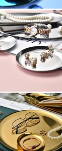 Plateaux décoratifs en acier inoxydable or et argent pour bijoux
