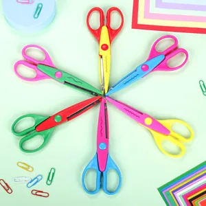 Kids Safety Scissors Wave Pattern Handcraft DIY Decorative Scissors For School Children Paper Art Cutting 6 Inch Tools