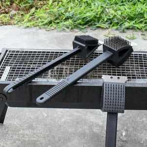 3 σε 1 Βούρτσα Καθαρισμού BBQ Γκριλ Με Ανοξείδωτη Ξύστρα Μεταλλικές Τρίχες Και Σφουγγαράκι Μακριά Λαβή Εργαλείο Καθαρισμού Μπάρμπεκιου
