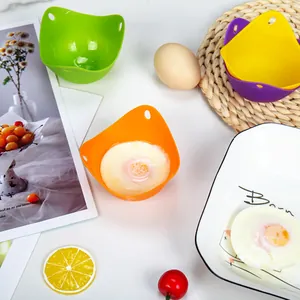Heat-resistant colorful silicone egg poacher cups set for boiling perfect poached eggs