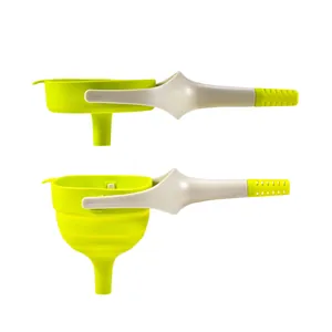Durable handheld foldable lime green silicone funnel for convenient kitchen liquid transfer