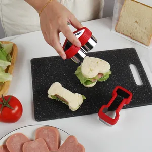 Stainless steel sandwich cutter set in heart and bone shapes for creative and fun meal prep