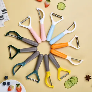 Pelador de Frutas y Verduras de Acero Inoxidable Colores Macarrón Forma en Y Recto Mango Ergonómico Herramienta de Cocina
