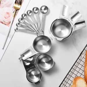 Stainless Steel Measuring Cups And Spoons Set For Baking Accurate Liquid Dry Ingredient Metal Kitchen Measurement Tools