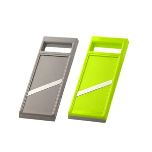 Professional handheld vegetable mandoline slicers in grey and lime green for kitchen