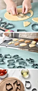 Professional 12-piece stainless steel Christmas cookie cutter set for festive baking scenes