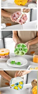 Macro view of silicone bear-shaped mold being used for baby food supplement and ice cream
