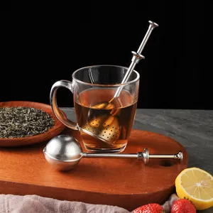 304 Stainless Steel Retractable Tea Infuser Ball Push-Style Tea Strainer Filter Fine Mesh Flour Sifter For Loose Leaf Tea Kitchen Tools