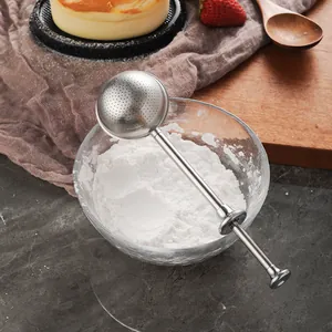Professional 304 stainless steel flour sifter and tea infuser with press handle