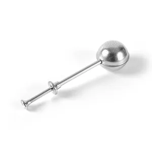 304 stainless steel press-type tea strainer infuser ball shown on white background