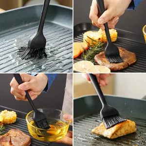 Pinceau de cuisine en silicone noir résistant à la chaleur pour huiler la viande et le poisson