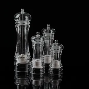 Manual Acrylic Pepper Salt Grinder Clear Spice Mill Bottle with Adjustable Ceramic Core For Kitchen Cooking Seasoning Tools
