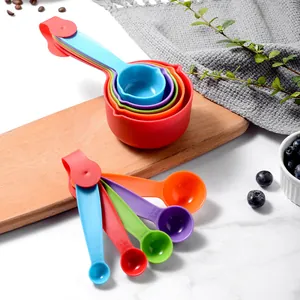 Set de 10 tasses et cuillères à mesurer en plastique coloré pour la cuisine et pâtisserie