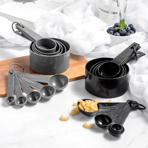 Professional 10-piece plastic measuring cup and spoon set for baking with handles