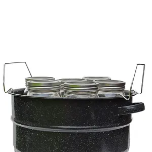 High-quality stainless steel canning rack and black speckled pot set for jar preserving