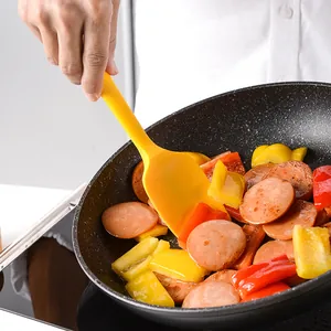 Professional grade yellow heat-resistant silicone kitchen spatula for cooking and baking
