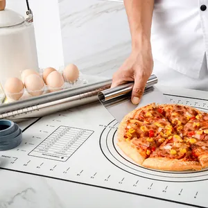 Professional 3-piece baking set with stainless rolling pin, cutter, and silicone mat