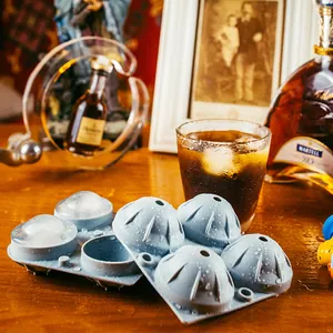 Molde de silicona para 4 bolas de hielo con anillo de sellado antigoteo para bar y casa