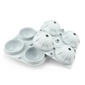 Molde de silicona gris para 4 bolas de hielo, cubitos esféricos para coctelería