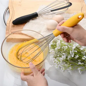 2-In-1 Edelstahl Schneebesen Mit Silikon Schaber 304 Edelstahl Eierbecher Sahne Mixer Für Backen Kochen Küche Werkzeug