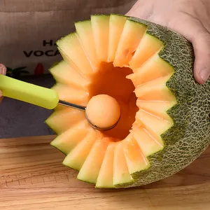 Stainless steel fruit ball scooper and carving tool set for creative melon fruit platters