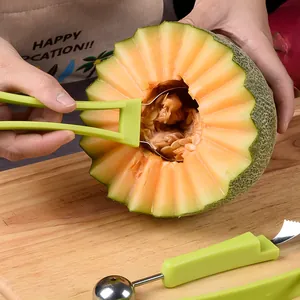 3-piece stainless steel fruit carving knife and melon baller tool set for creative platters