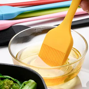 Large silicone basting brush for baking and BBQ oil brushing in colorful options