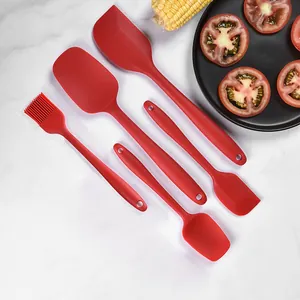 Premium 5-teiliges rotes Silikon-Spatel-Set in Lebensmittelqualität zum Backen