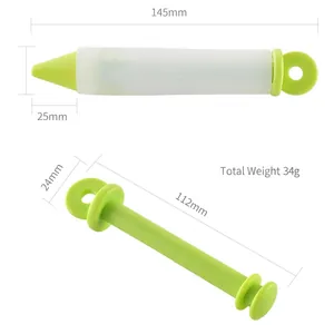 Silicone chocolate jam writing pen for cake decorating with dimensional measurements