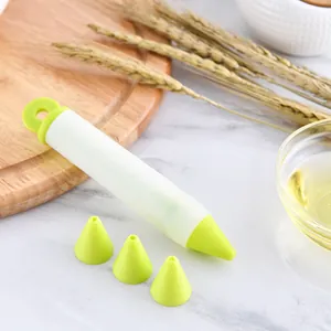 Silicone chocolate writing pen with three interchangeable nozzles for cake DIY