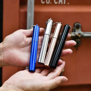 Reusable telescopic stainless steel straw set with portable storage cases and keychains