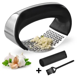 Stainless Steel Manual Garlic Press Rocker Ergonomic Handle Garlic Crusher Mincer For Kitchen Ginger Squeezer Slicer Tool