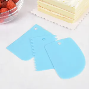 Plastic Cake Scraper Set PP Dough Cutter Spatula With Serrated Curved Straight Edge For Cream Smoothing Baking Tools