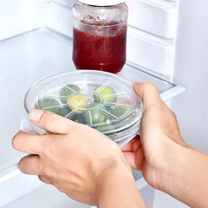 Transparent stretchable silicone lids for food storage and bowl coverage in fridge