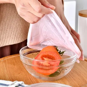 Reusable pink silicone stretch lids for food storage bowl covers with LFGB standard
