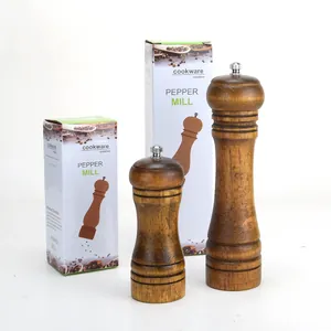 Manual Solid Wood Pepper Grinder With Ceramic Core Adjustable Coarseness Retro Wood Salt Mill Kitchen Spice Seasoning Tool