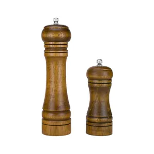 Professional manual solid wood pepper grinder set with adjustable ceramic core spice mill