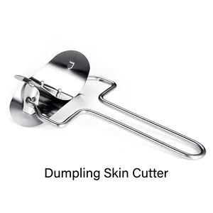 304 Stainless Steel Dumpling Skin Cutter Manual Roller Wrapper Maker Circle Dough Cutter Kitchen Tool For Home Restaurant