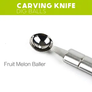 Tallador de frutas de acero inoxidable y cuchara para bolas