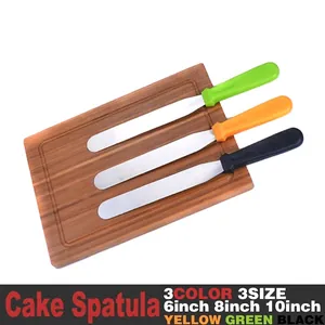 Stainless Steel Icing Spatula Set For Cake Decorating Smoothing Baking Tools With Non-slip Handle 6 8 10 Inch Cake Scraper