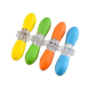 Set of 4 stainless steel corn cob holders with colorful heat-resistant TPE handles.