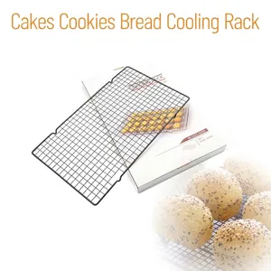 Griglia di raffreddamento antiaderente nera per torte e pane da forno, 40,5x25,5cm