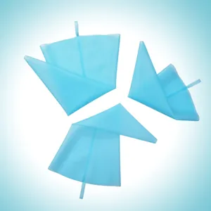Lot de trois poches à douille en TPU bleu réutilisables pour la décoration de gâteaux