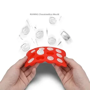 Flexible food-grade red silicone ice cube mold for DIY chocolate and ice tray