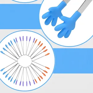 Creative mini hand-shaped silicone food tongs for ice and sugar, stainless steel handle.